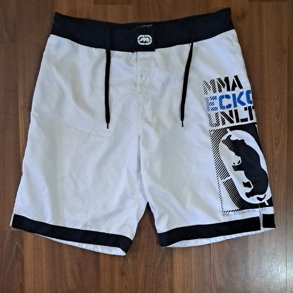 Ecko Unlimited Other - Ecko Unlimited White Swim Board Shorts with Black Accents